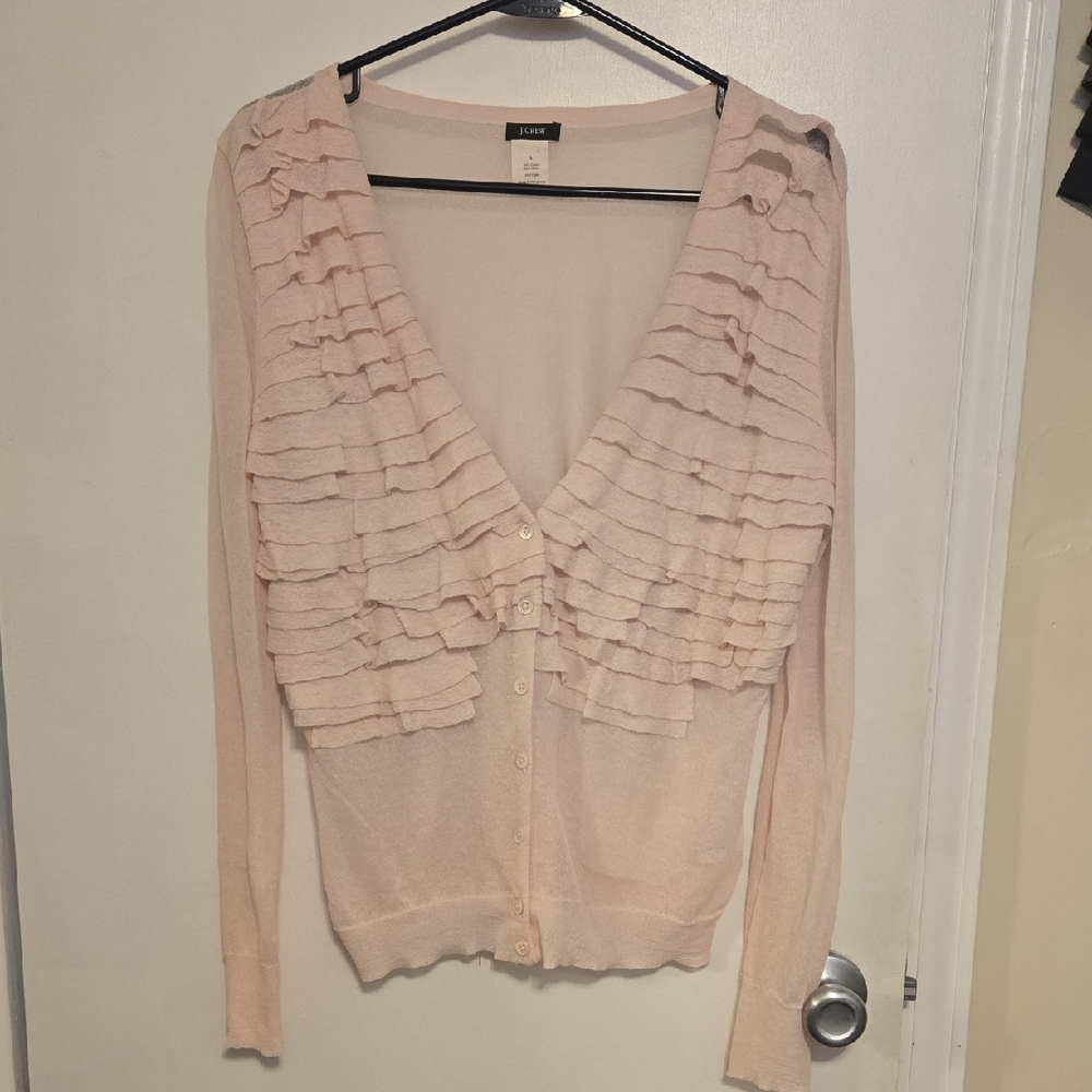 J. Crew Vintage Women's Pink Ruffle Cardigan